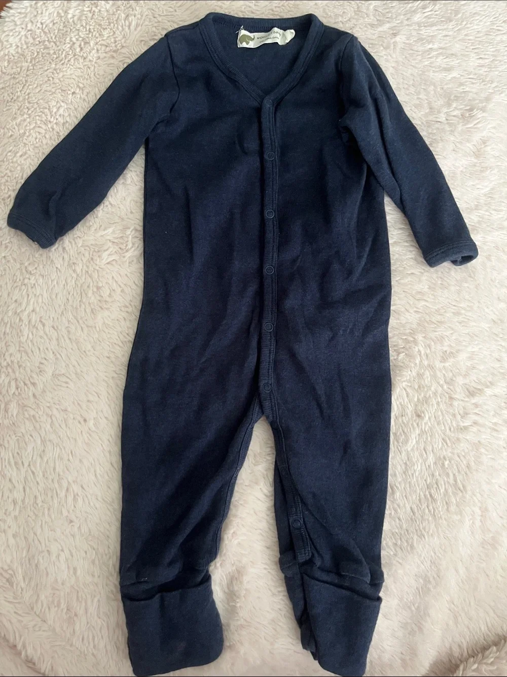 Monica + Andy Navy Long-Sleeve Footed One-Piece for Kids
